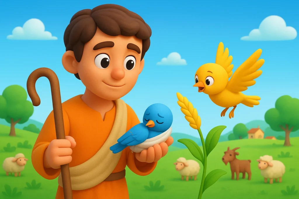 दया का वरदान – घायल पक्षी और चरवाहे की कहानी Blessing of Kindness – Story of the Wounded Bird and the Shepherd - bacho ki choti kahani