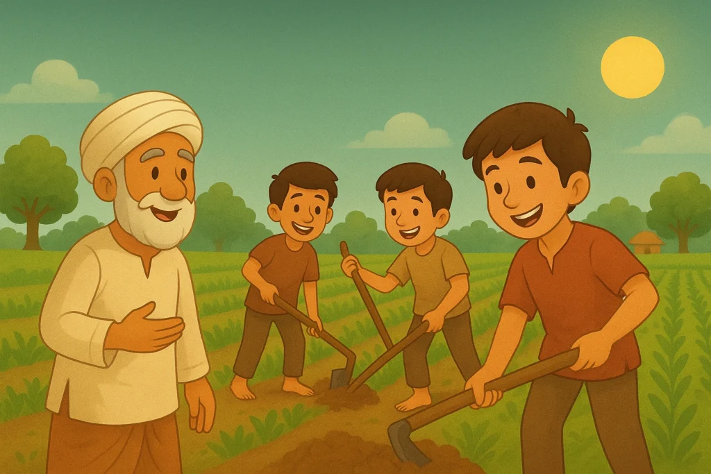 मेहनत का फल – किसान और उसके आलसी बेटों की कहानी - The Fruit of Hard Work – Story of the Farmer and His Lazy Sons - a Short Hindi story
