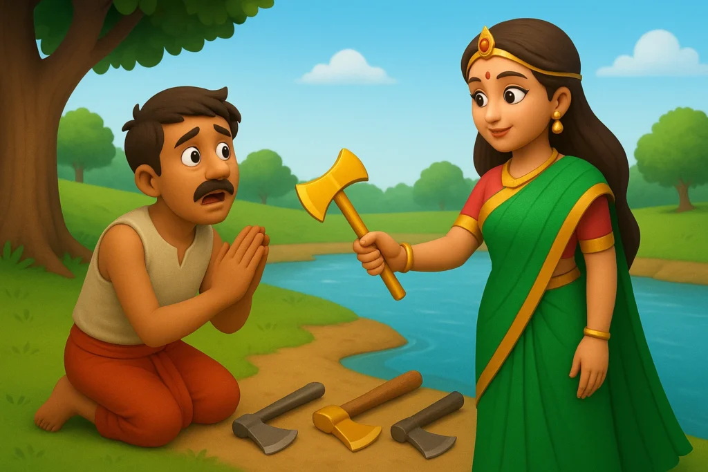 सच्चाई की जीत – लकड़हारे और जादुई कुल्हाड़ी की कहानी - Victory of Truth – Story of the Woodcutter and the Magic - a Short Story in Hindi